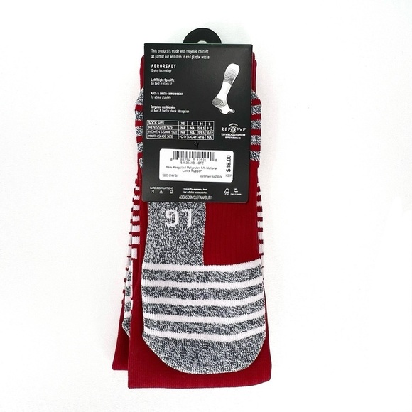 Adidas Men's Size Large Team Speed Soccer Socks 3 Pair Red White Gray New NWT - Picture 4 of 5